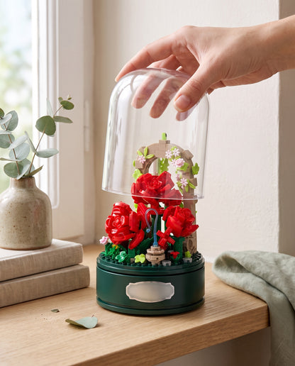 Revealing the finished rose garden music box