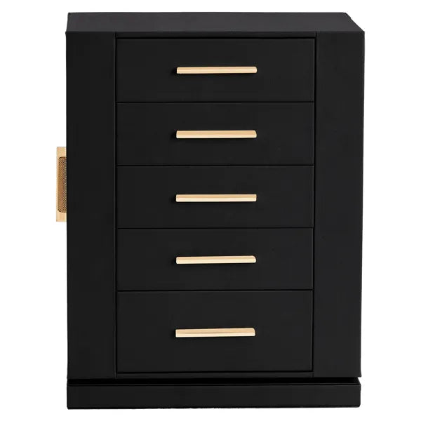 The cabinet's back face with all five drawers closed