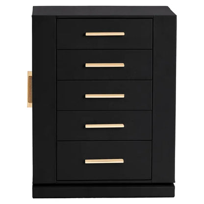 The cabinet's back face with all five drawers closed